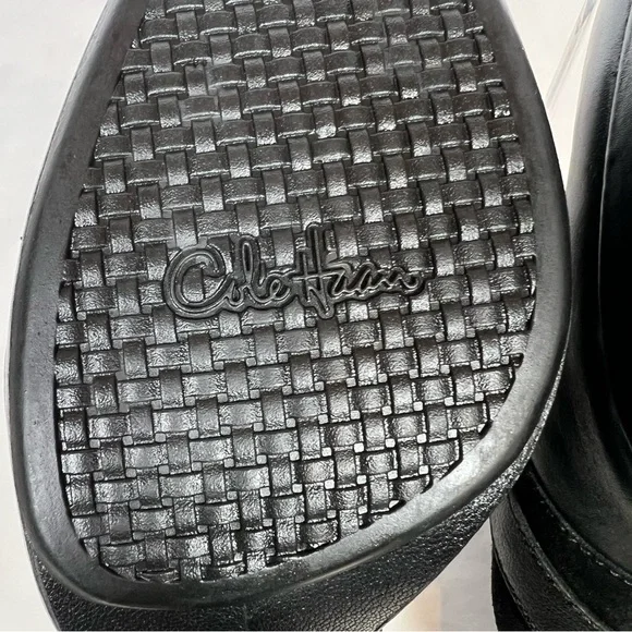 Cole Haan Women's Black Leather Heels Clogs Mules Shoes Silver Buckle Size 10 - Picture 11 of 12